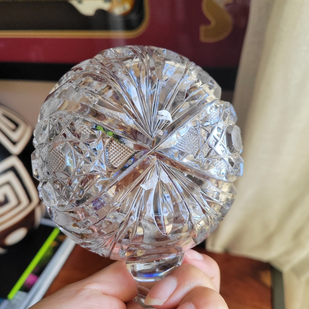 Vintage Crystal Creamer/Pitcher Flower Design American Brilliant Cut Heavy - Picture 2 of 9